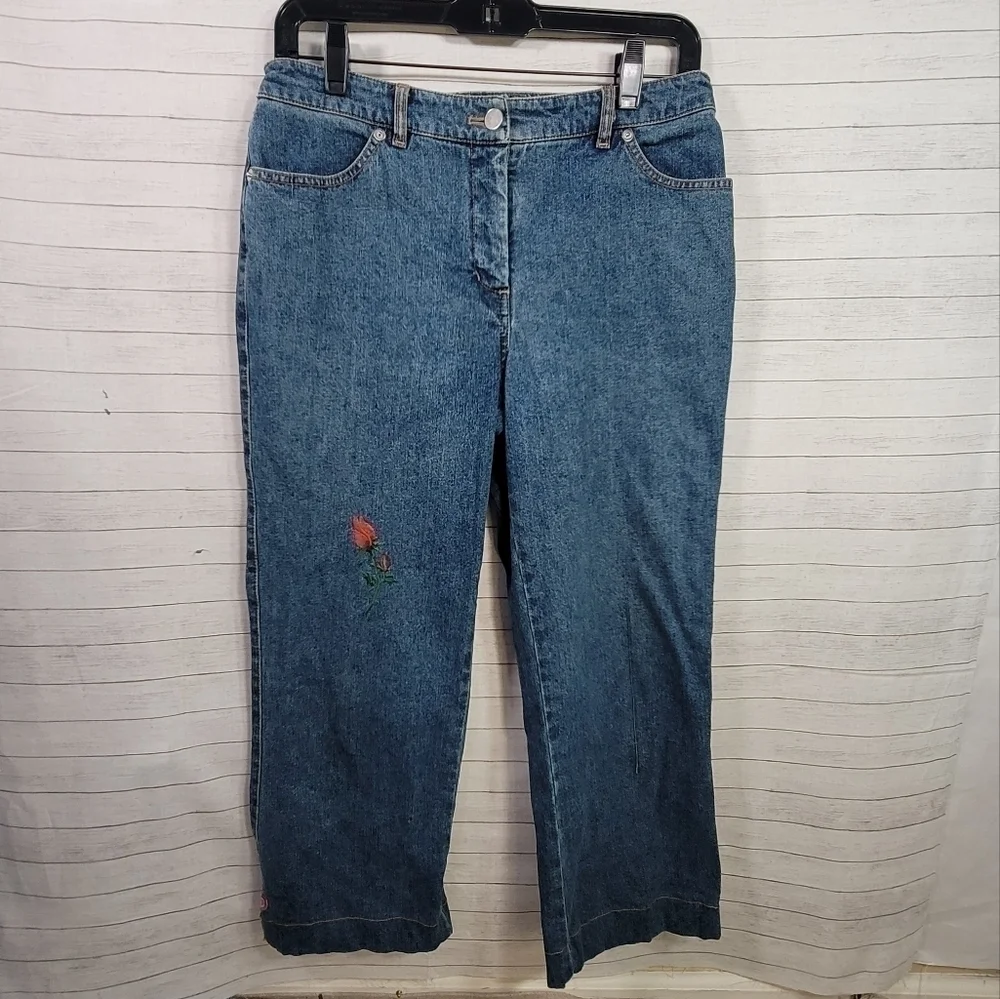 ST. JOHN COLLECTION BY MARIE GRAY VINTAGE WIDE CROP JEANS, SZ 4